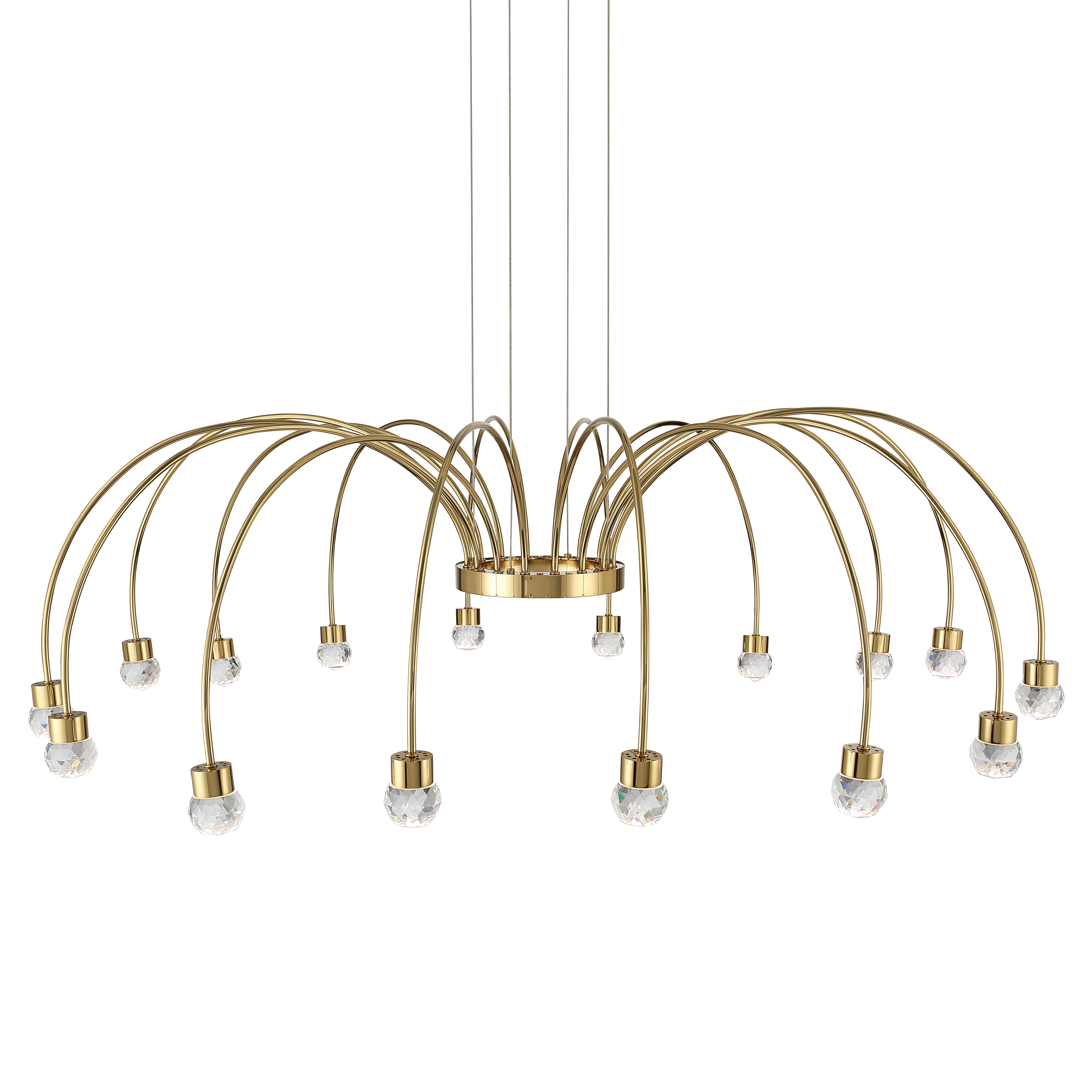 Vario Integrated LED 16 light Chandelier in Titanium Gold with Crystal diffusers - - Golden Lighting