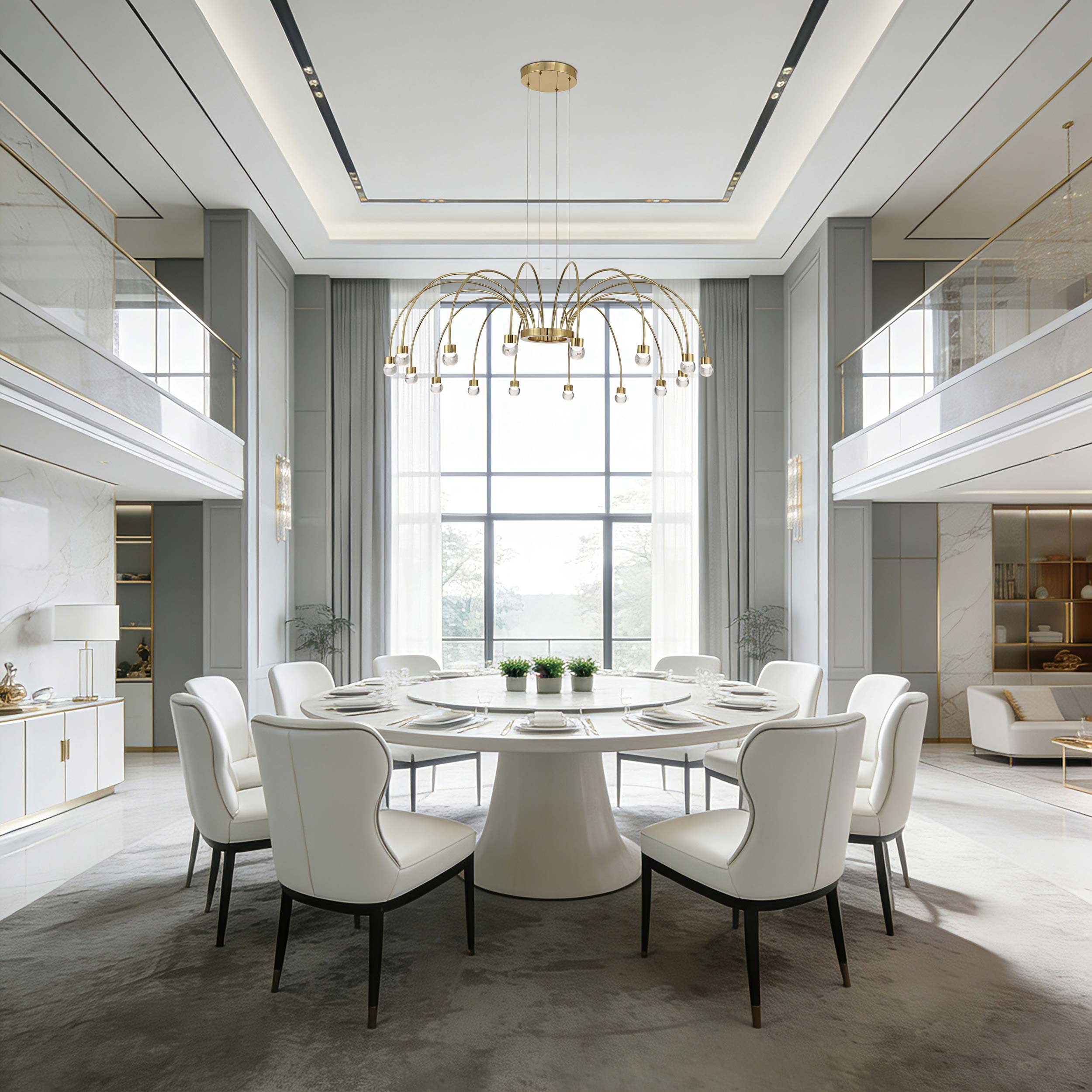 Yep by Golden Lighting Vario Integrated LED 16 light Chandelier in Titanium Gold with Globe diffusers - - Golden Lighting