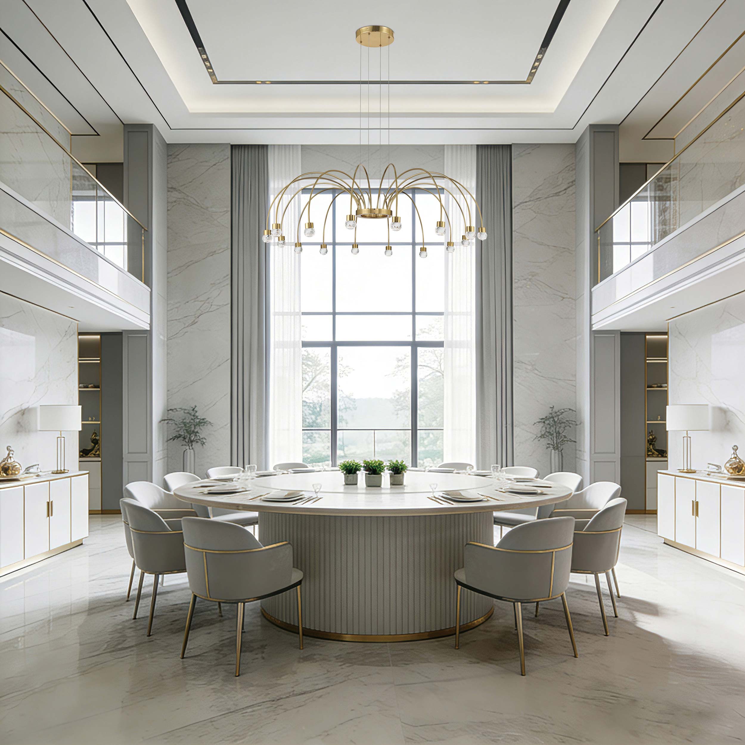 Yep by Golden Lighting Vario Integrated LED 16 light Chandelier in Titanium Gold with Crystal diffusers - - Golden Lighting