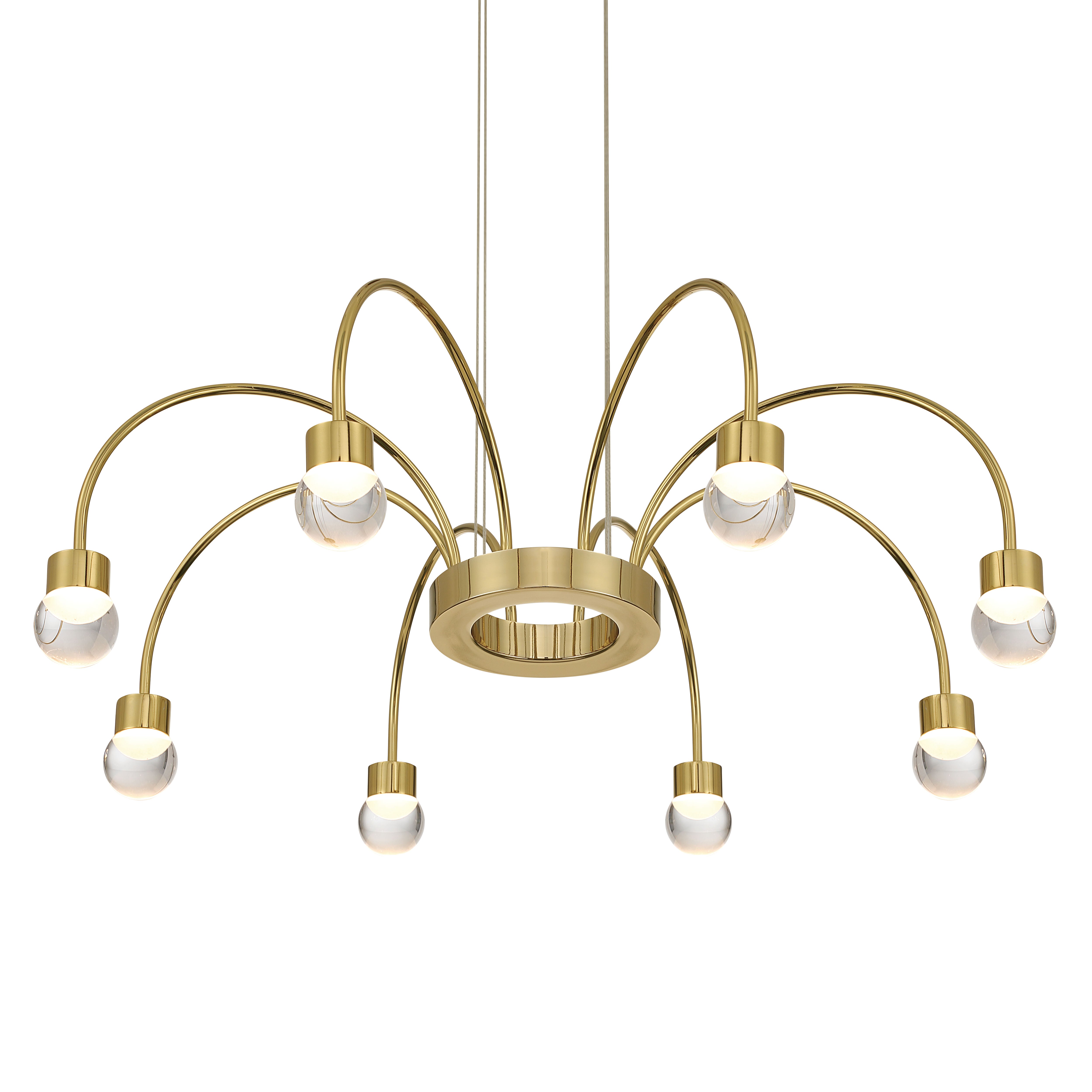 Vario Integrated LED 8 light Chandelier in Titanium Gold with Globe diffusers - - Golden Lighting