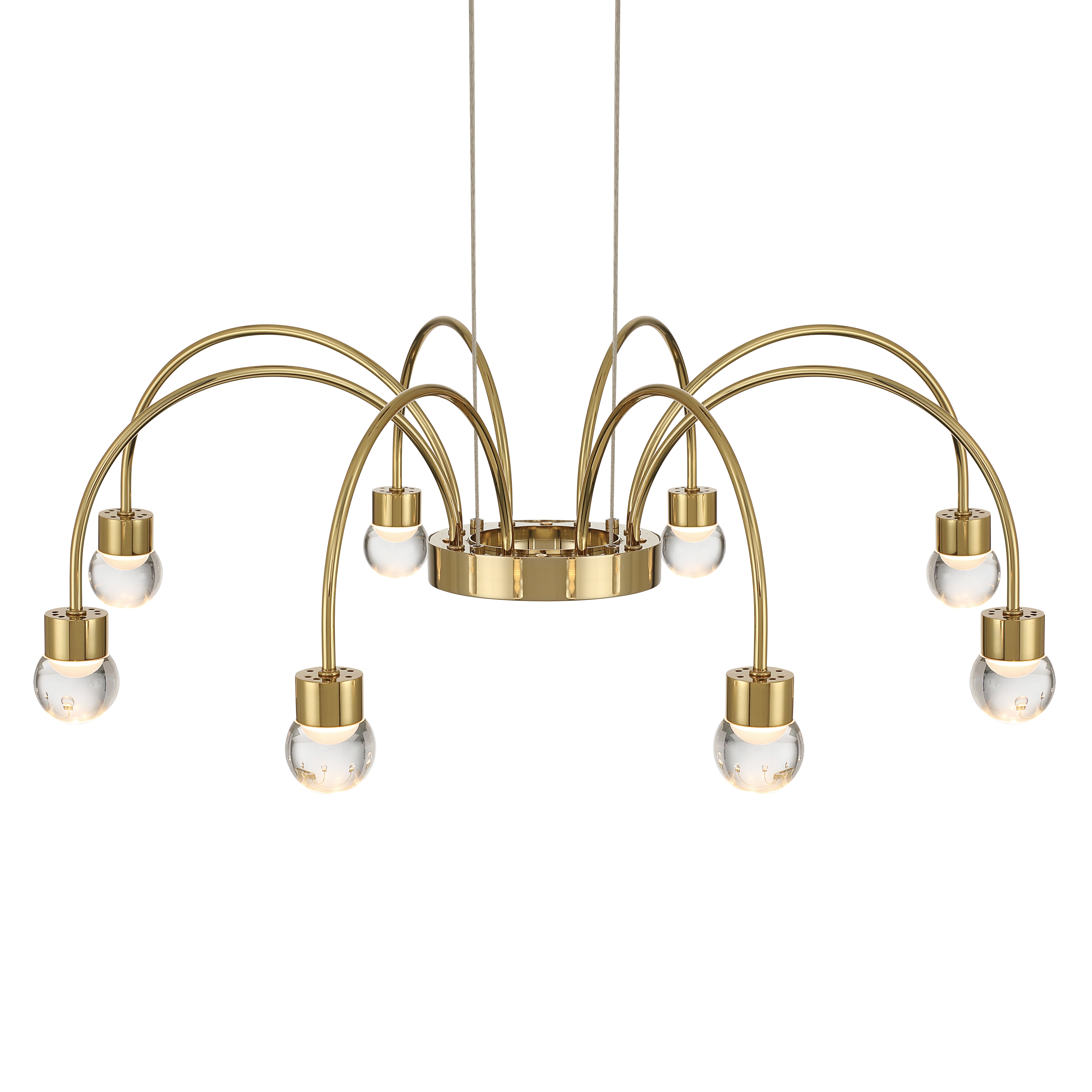 Vario Integrated LED 8 light Chandelier in Titanium Gold with Globe diffusers - - Golden Lighting