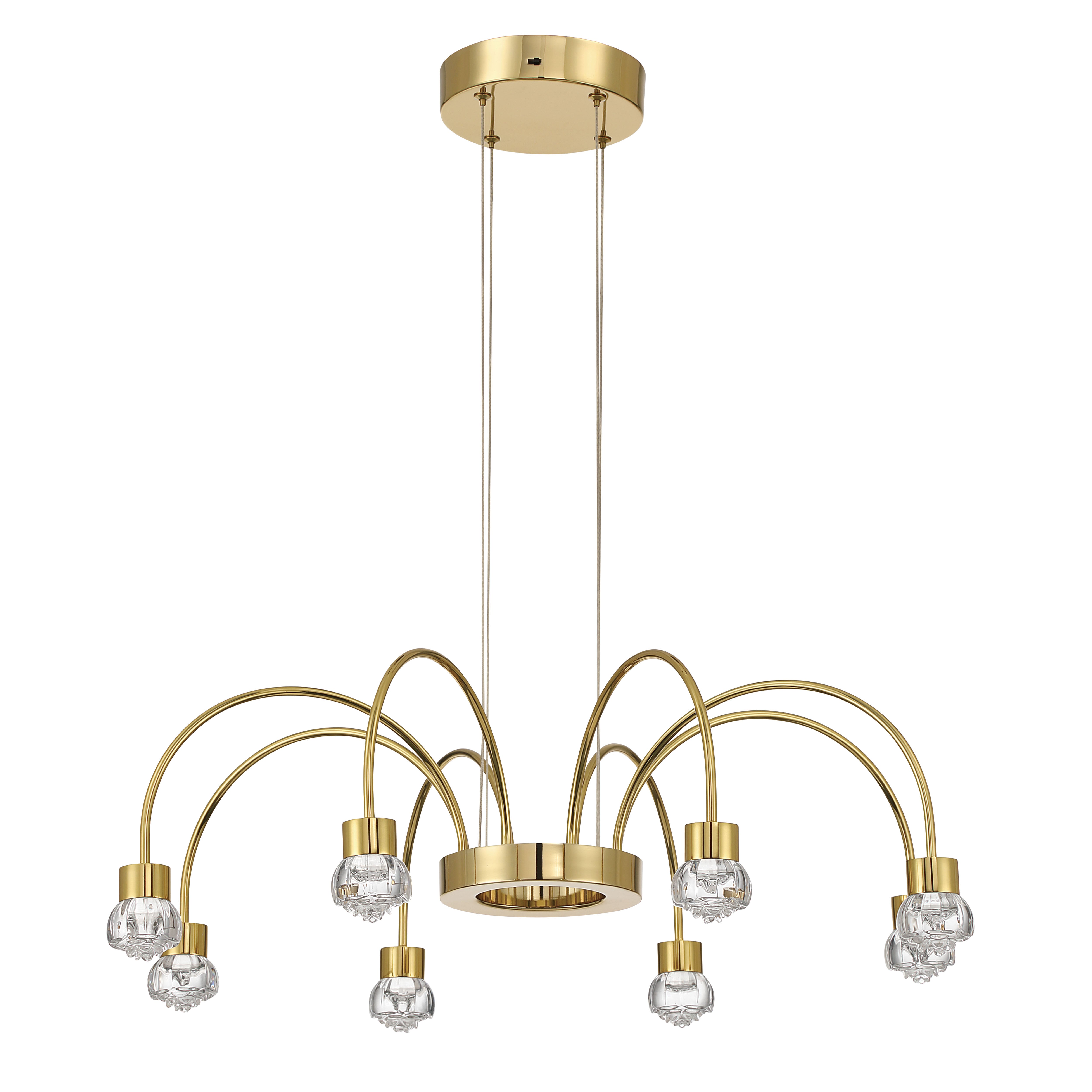 Vario Integrated LED 8 light Chandelier in Titanium Gold with Rose diffusers - - Golden Lighting