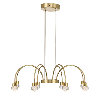 Vario Integrated LED 8 light Chandelier in Titanium Gold with Rose diffusers - - Golden Lighting