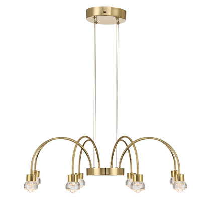 Vario Integrated LED 8 light Chandelier in Titanium Gold with Rose diffusers - - Golden Lighting