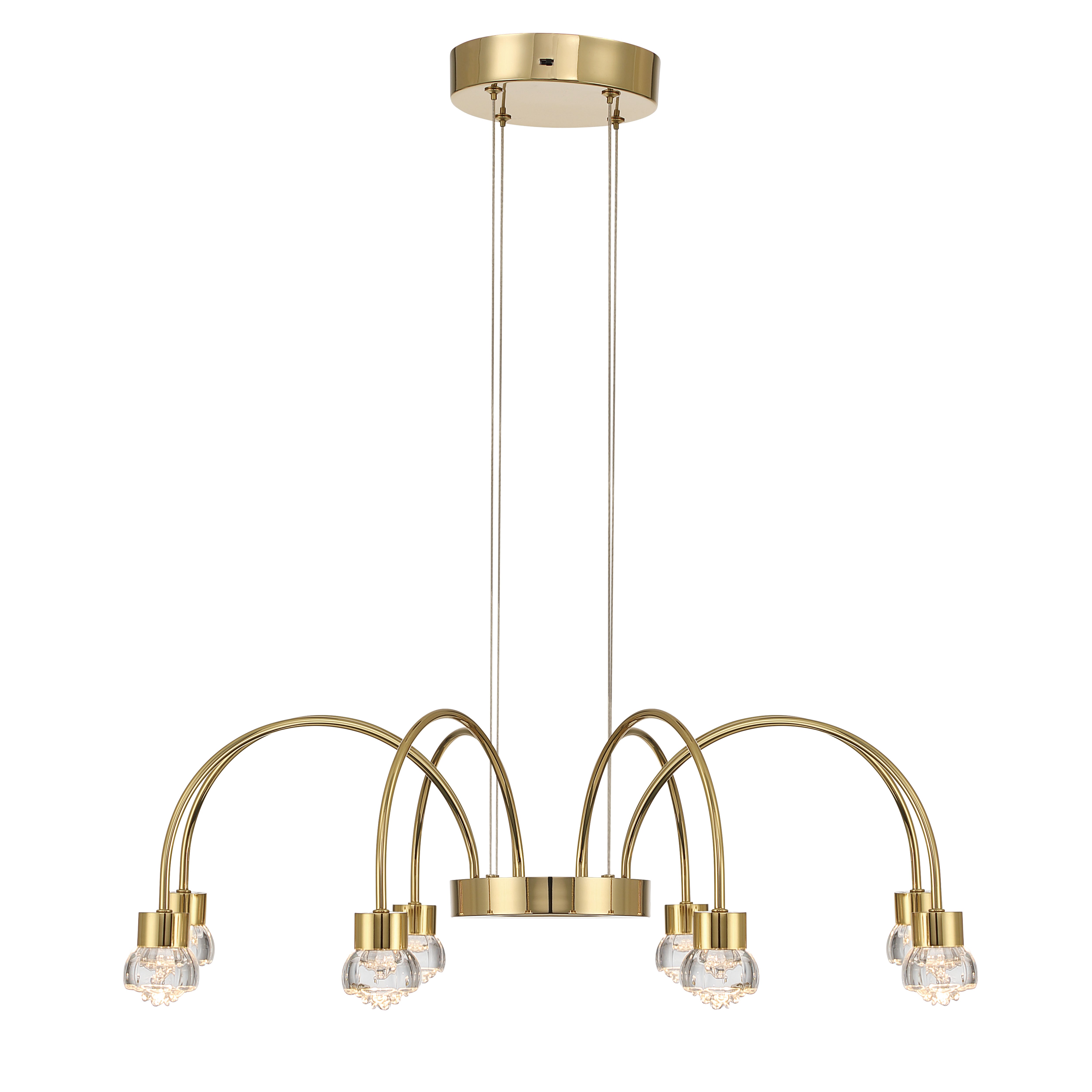 Vario Integrated LED 8 light Chandelier in Titanium Gold with Rose diffusers - - Golden Lighting