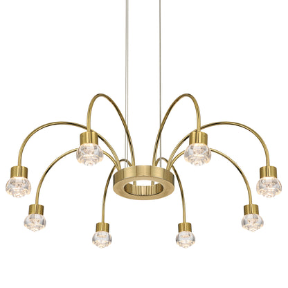 Vario Integrated LED 8 light Chandelier in Titanium Gold with Rose diffusers - - Golden Lighting