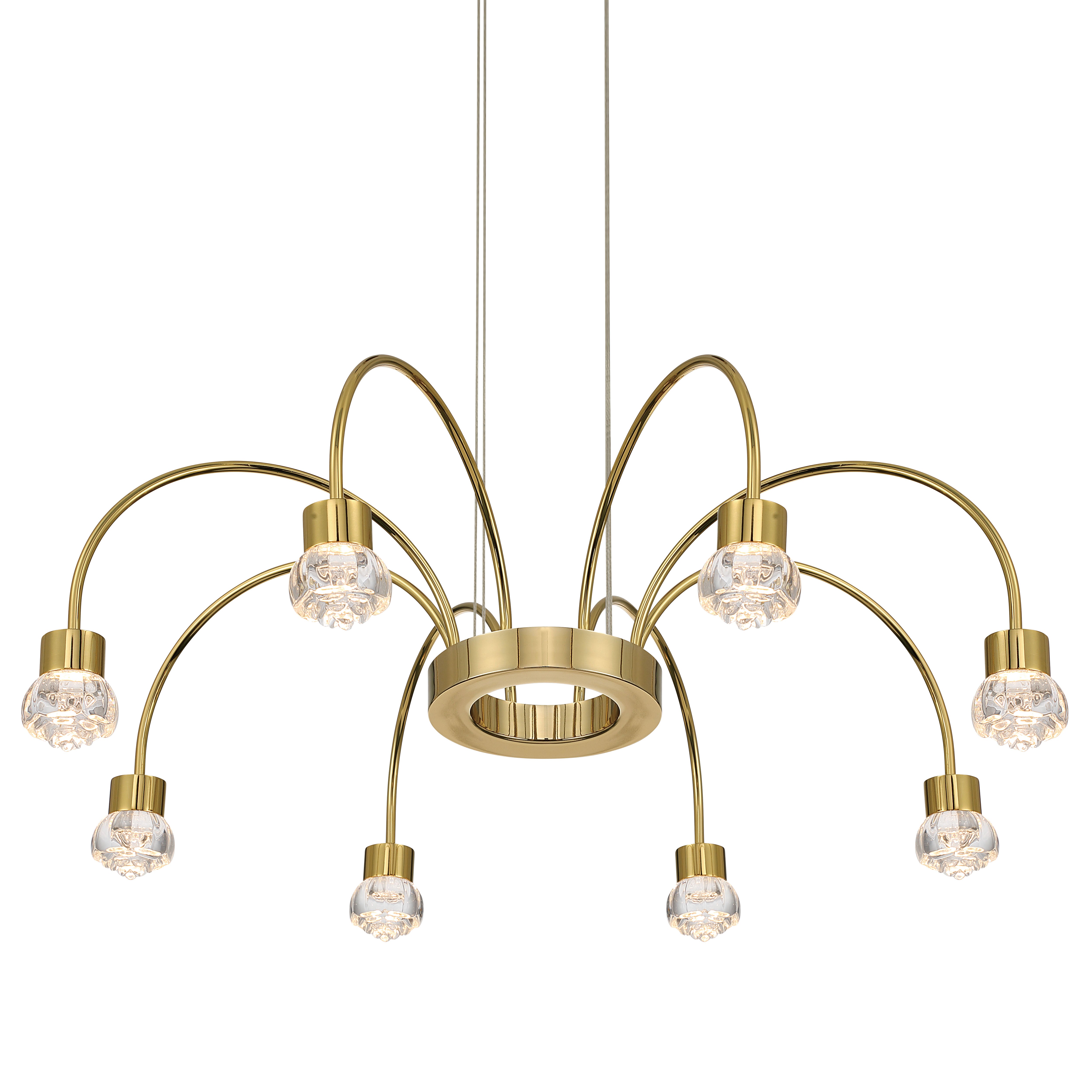 Vario Integrated LED 8 light Chandelier in Titanium Gold with Rose diffusers - - Golden Lighting