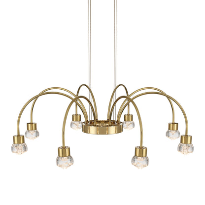 Vario Integrated LED 8 light Chandelier in Titanium Gold with Rose diffusers - - Golden Lighting