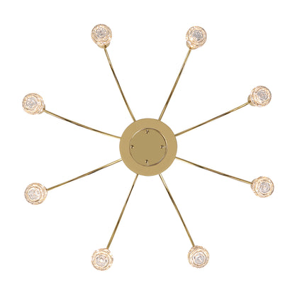 Vario Integrated LED 8 light Chandelier in Titanium Gold with Rose diffusers - - Golden Lighting