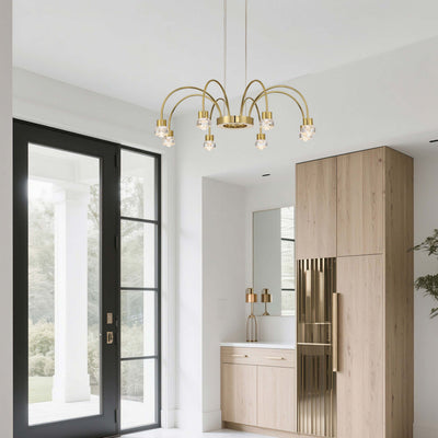 Vario Integrated LED 8 light Chandelier in Titanium Gold with Rose diffusers - - Golden Lighting