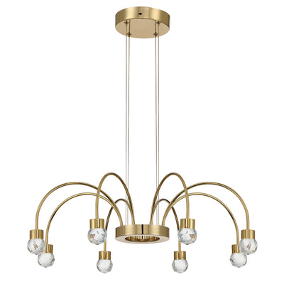 Vario Integrated LED 8 light Chandelier in Titanium Gold with Crystal diffusers - - Golden Lighting