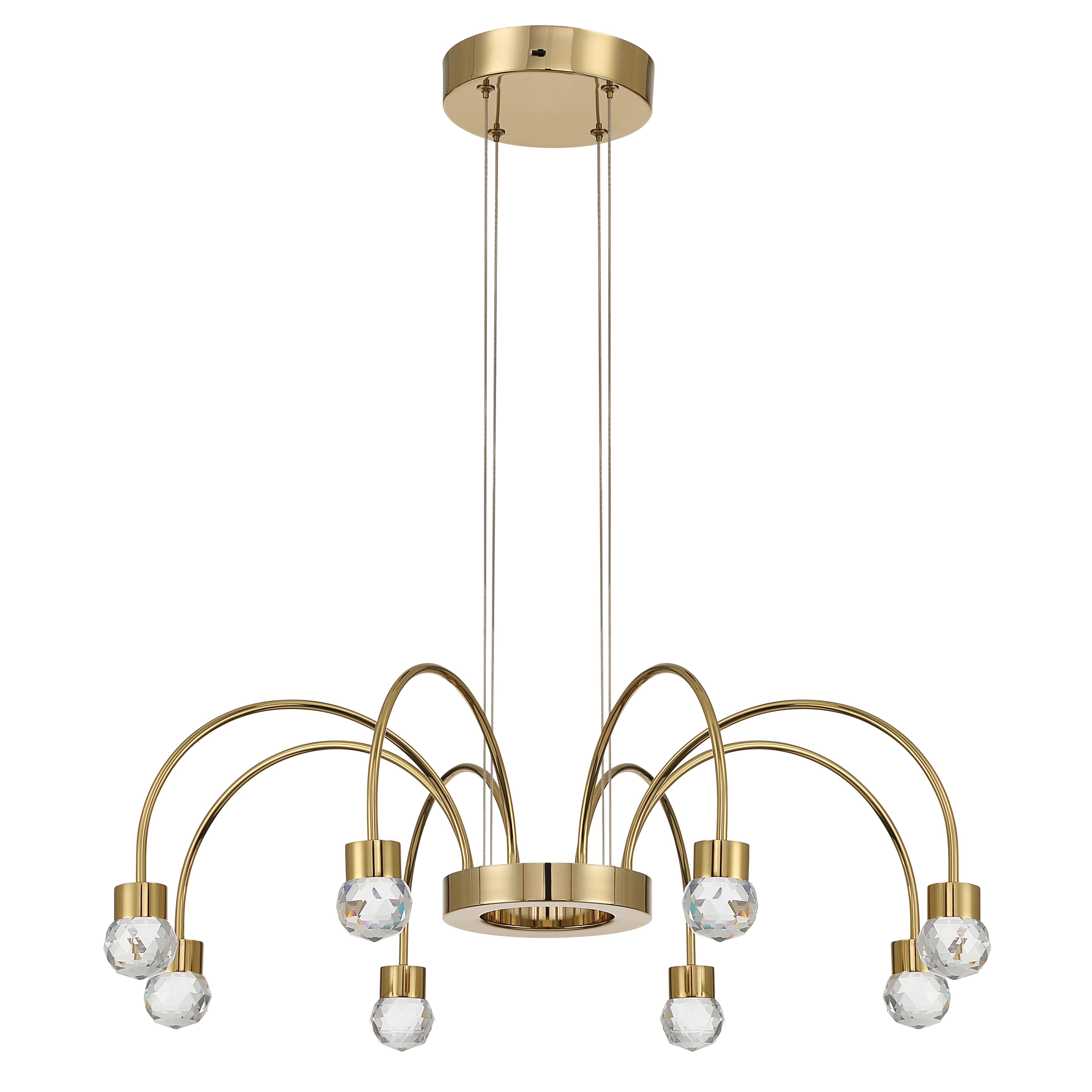 Vario Integrated LED 8 light Chandelier in Titanium Gold with Crystal diffusers - - Golden Lighting