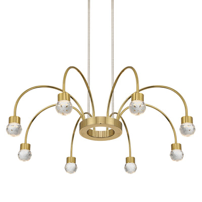 Vario Integrated LED 8 light Chandelier in Titanium Gold with Crystal diffusers - - Golden Lighting
