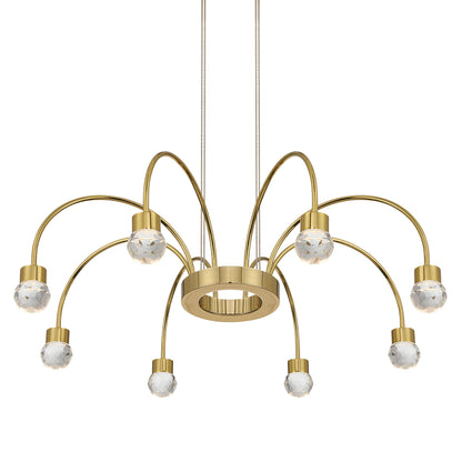 Vario Integrated LED 8 light Chandelier in Titanium Gold with Crystal diffusers - - Golden Lighting
