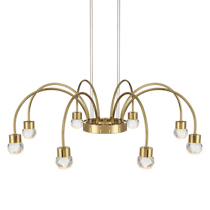 Vario Integrated LED 8 light Chandelier in Titanium Gold with Crystal diffusers - - Golden Lighting