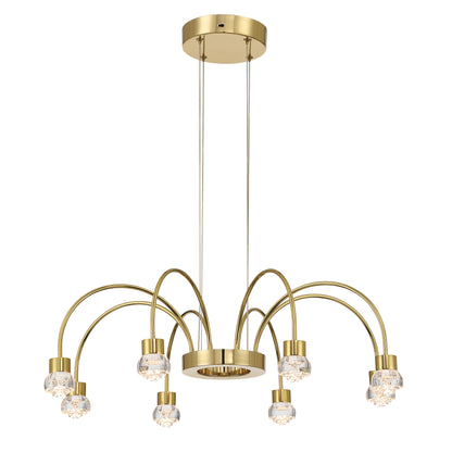 Yep by Golden Lighting Vario Integrated LED 8 light Chandelier in Titanium Gold with Rose diffusers - - Golden Lighting