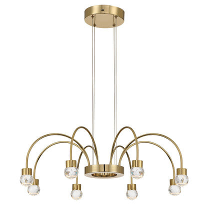 Yep by Golden Lighting Vario Integrated LED 8 light Chandelier in Titanium Gold with Crystal diffusers - - Golden Lighting