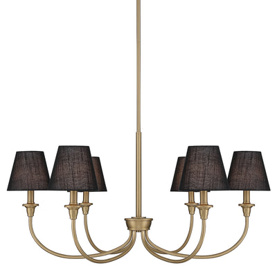 Cambria 6-Light Chandelier in Brushed Champagne Brass with Black Shades - - Golden Lighting