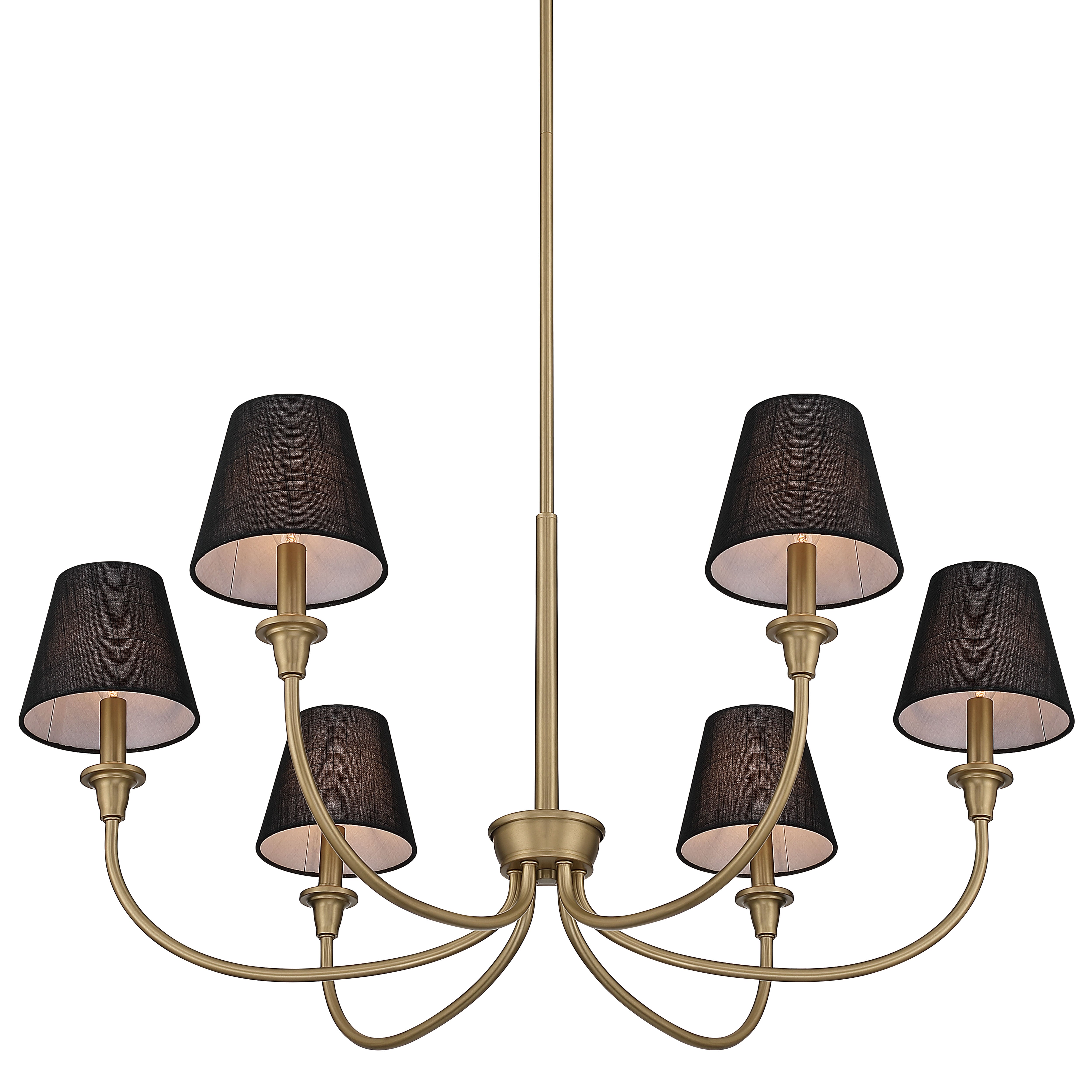 Cambria 6-Light Chandelier in Brushed Champagne Brass with Black Shades - - Golden Lighting