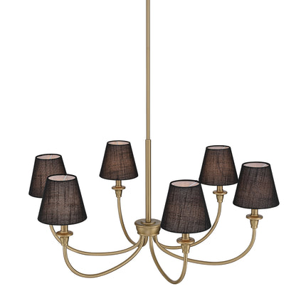 Cambria 6-Light Chandelier in Brushed Champagne Brass with Black Shades - - Golden Lighting