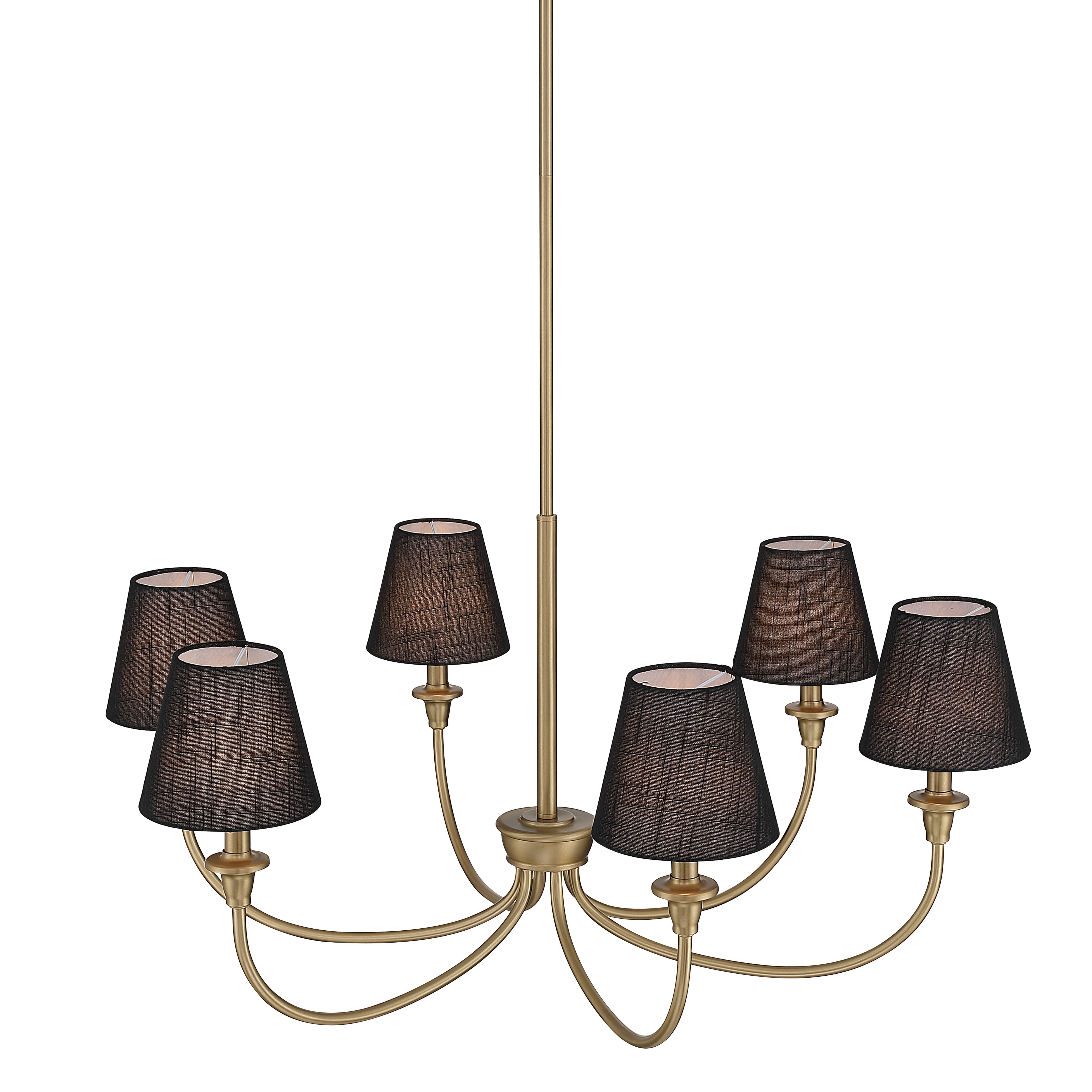 Cambria 6-Light Chandelier in Brushed Champagne Brass with Black Shades - - Golden Lighting