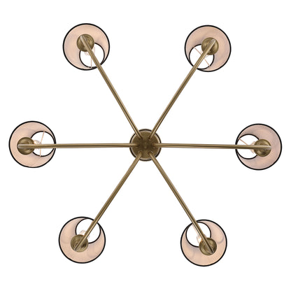 Cambria 6-Light Chandelier in Brushed Champagne Brass with Black Shades - - Golden Lighting