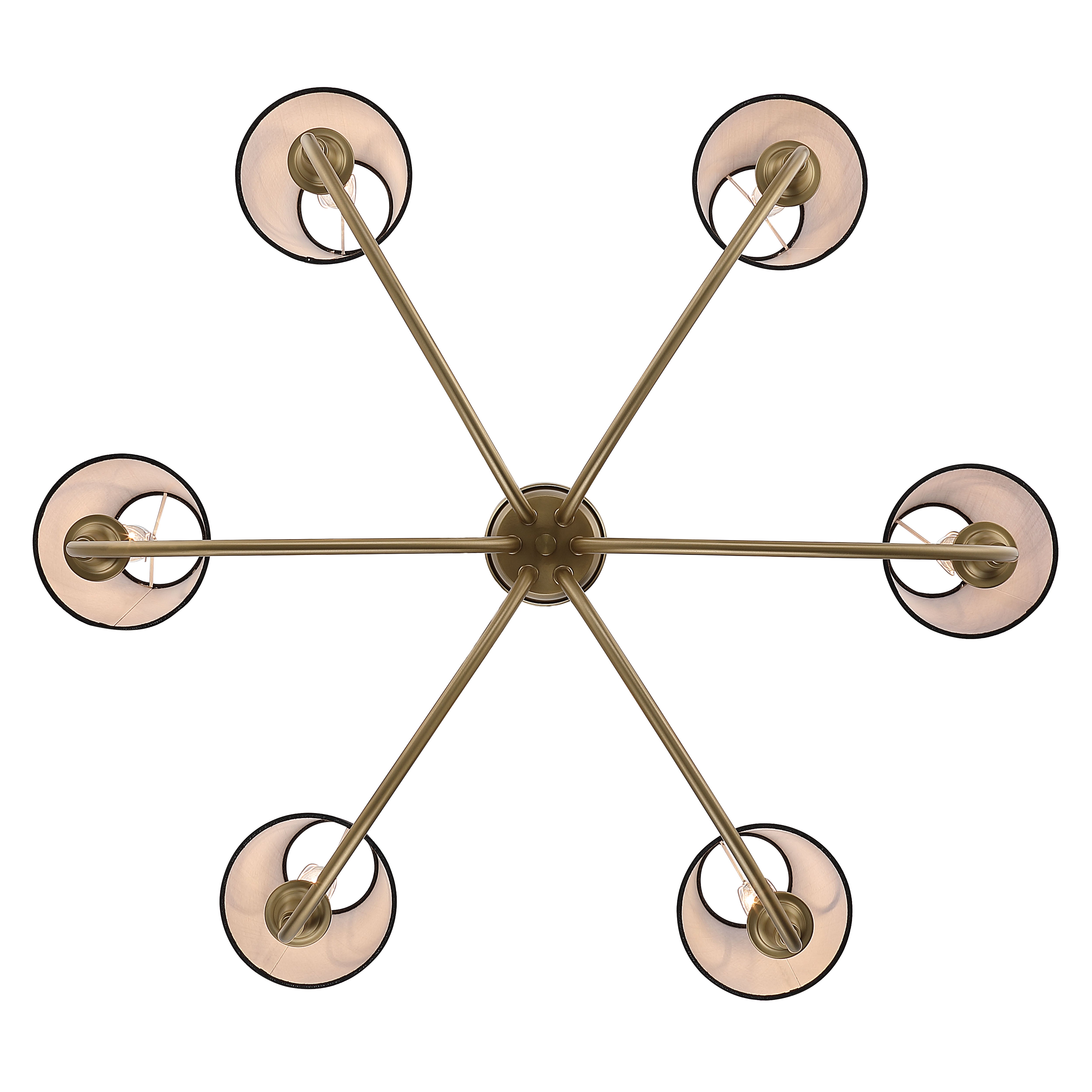 Cambria 6-Light Chandelier in Brushed Champagne Brass with Black Shades - - Golden Lighting