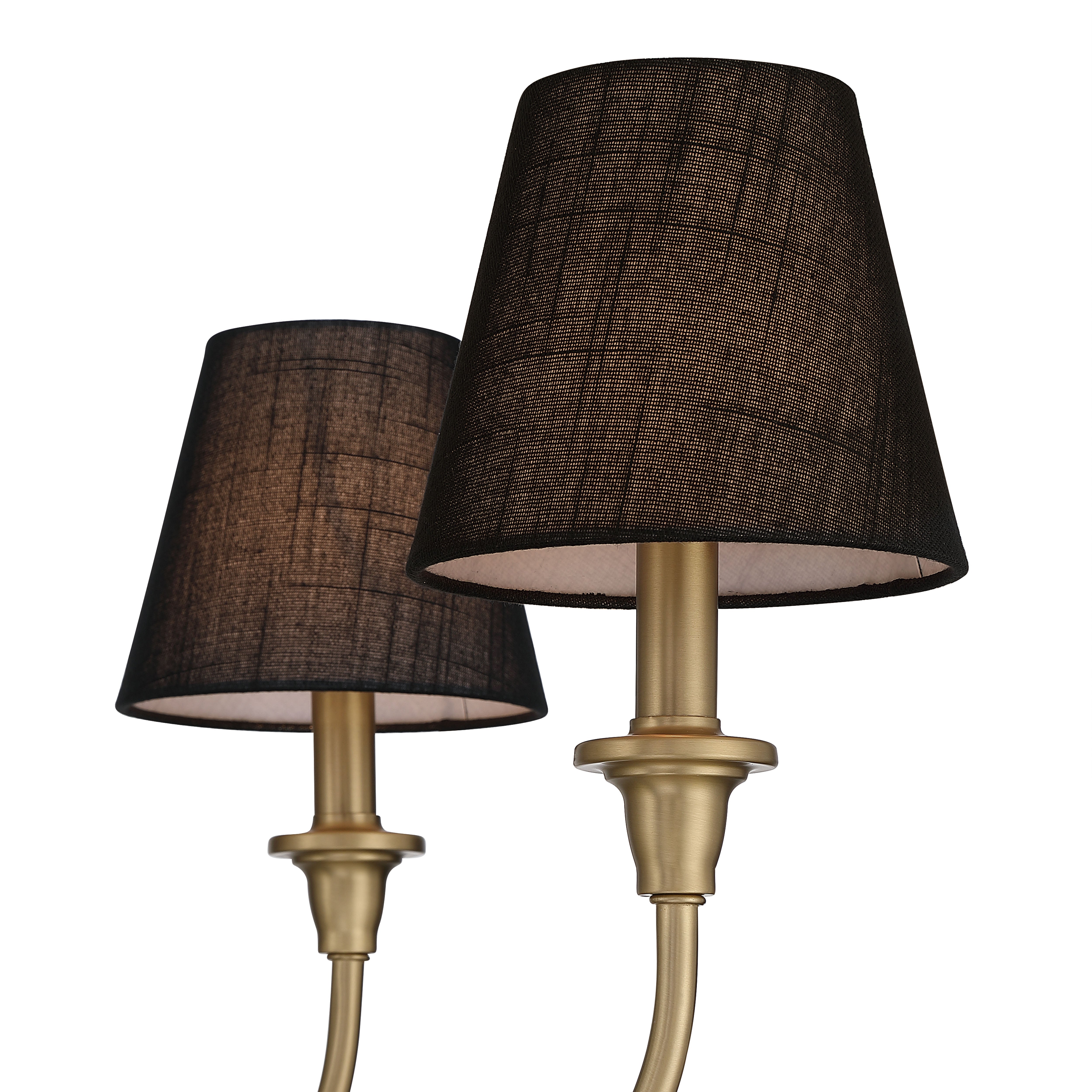 Cambria 6-Light Chandelier in Brushed Champagne Brass with Black Shades - - Golden Lighting