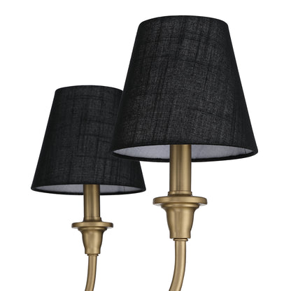Cambria 6-Light Chandelier in Brushed Champagne Brass with Black Shades - - Golden Lighting