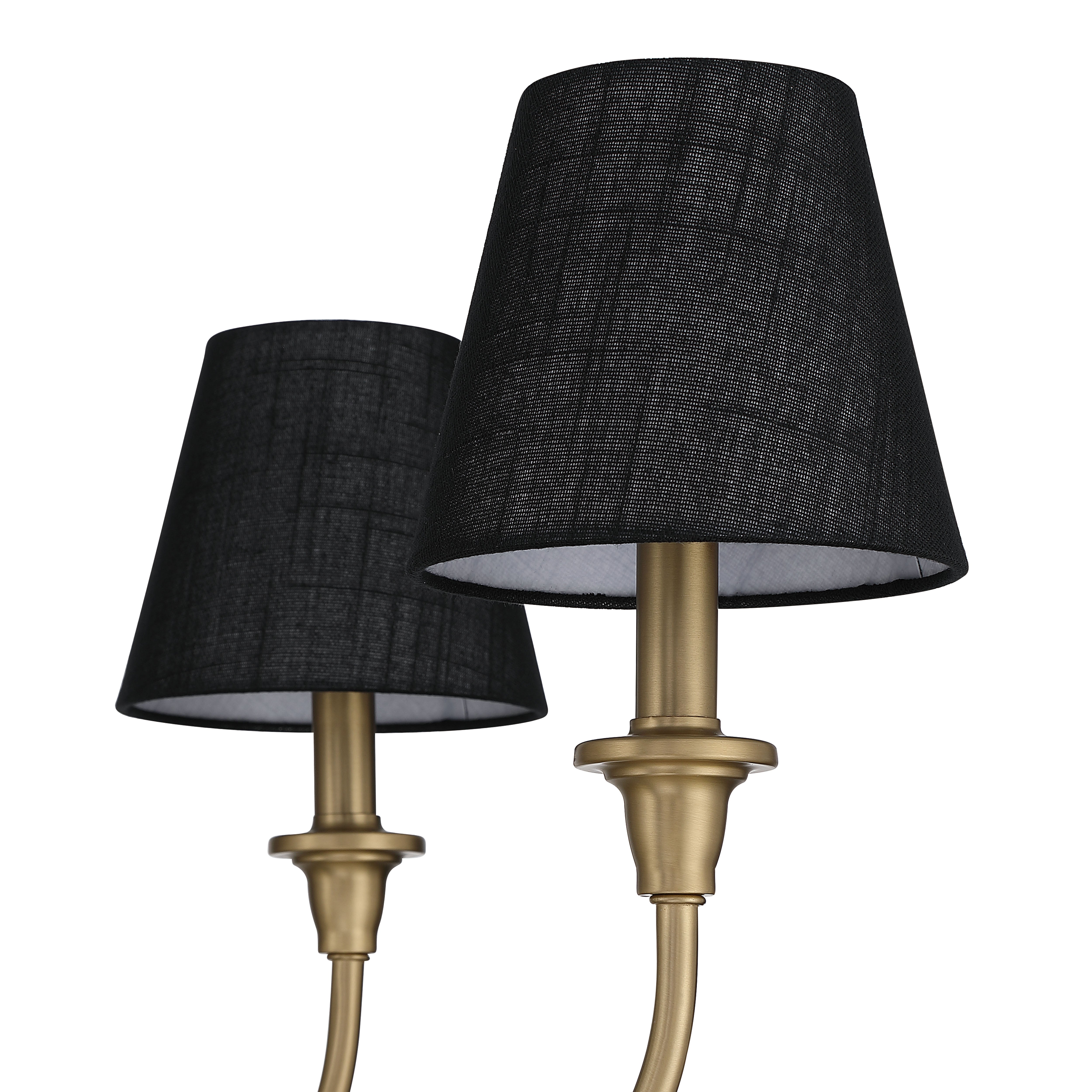Cambria 6-Light Chandelier in Brushed Champagne Brass with Black Shades - - Golden Lighting
