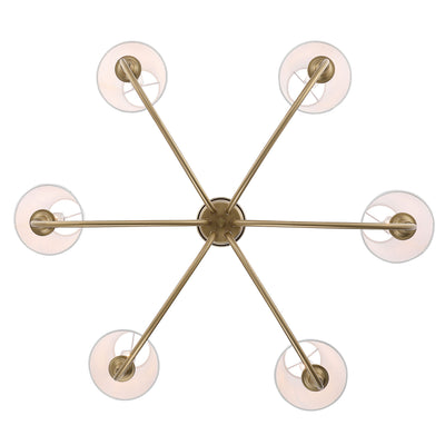 Cambria 6-Light Chandelier in Brushed Champagne Brass with White Shades - - Golden Lighting