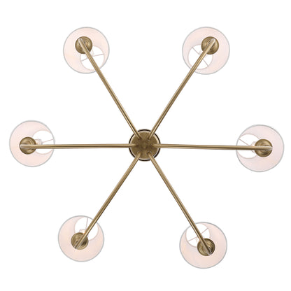 Cambria 6-Light Chandelier in Brushed Champagne Brass with White Shades - - Golden Lighting