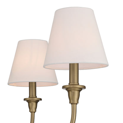Cambria 6-Light Chandelier in Brushed Champagne Brass with White Shades - - Golden Lighting
