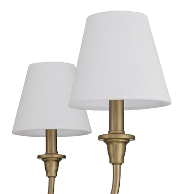 Cambria 6-Light Chandelier in Brushed Champagne Brass with White Shades - - Golden Lighting