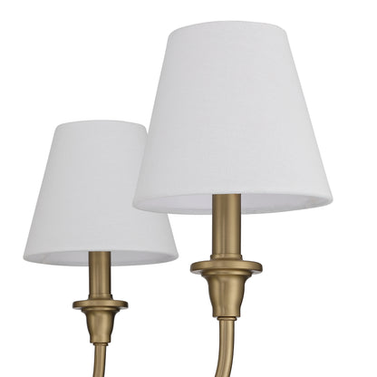 Cambria 6-Light Chandelier in Brushed Champagne Brass with White Shades - - Golden Lighting
