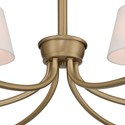 Cambria 6-Light Chandelier in Brushed Champagne Brass with White Shades - - Golden Lighting