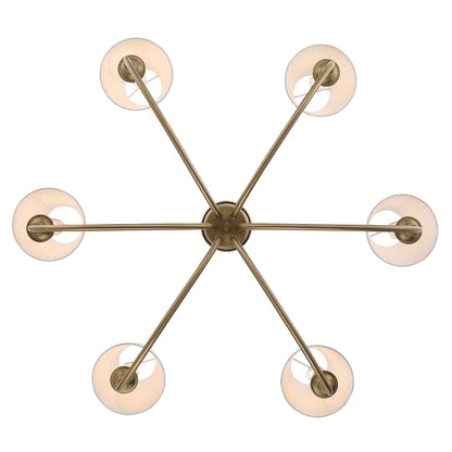 Cambria 6-Light Chandelier in Brushed Champagne Brass & White Pleated Shades - - Golden Lighting