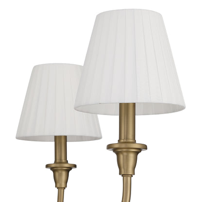 Cambria 6-Light Chandelier in Brushed Champagne Brass & White Pleated Shades - - Golden Lighting