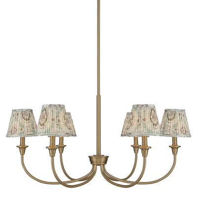 Cambria 6-Light Chandelier in Brushed Champagne Brass & Aqua Verde Shades - - Golden Lighting