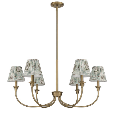 Cambria 6-Light Chandelier in Brushed Champagne Brass & Aqua Verde Shades - - Golden Lighting