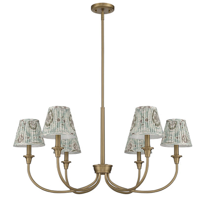 Cambria 6-Light Chandelier in Brushed Champagne Brass & Aqua Verde Shades - - Golden Lighting
