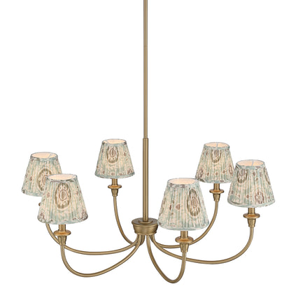 Cambria 6-Light Chandelier in Brushed Champagne Brass & Aqua Verde Shades - - Golden Lighting