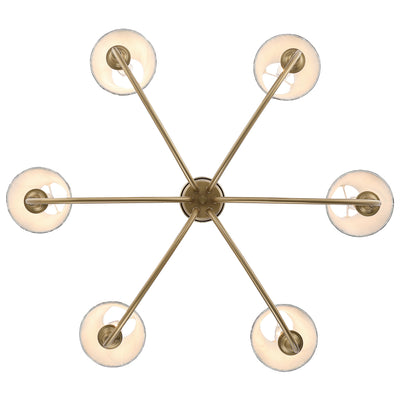 Cambria 6-Light Chandelier in Brushed Champagne Brass & Aqua Verde Shades - - Golden Lighting