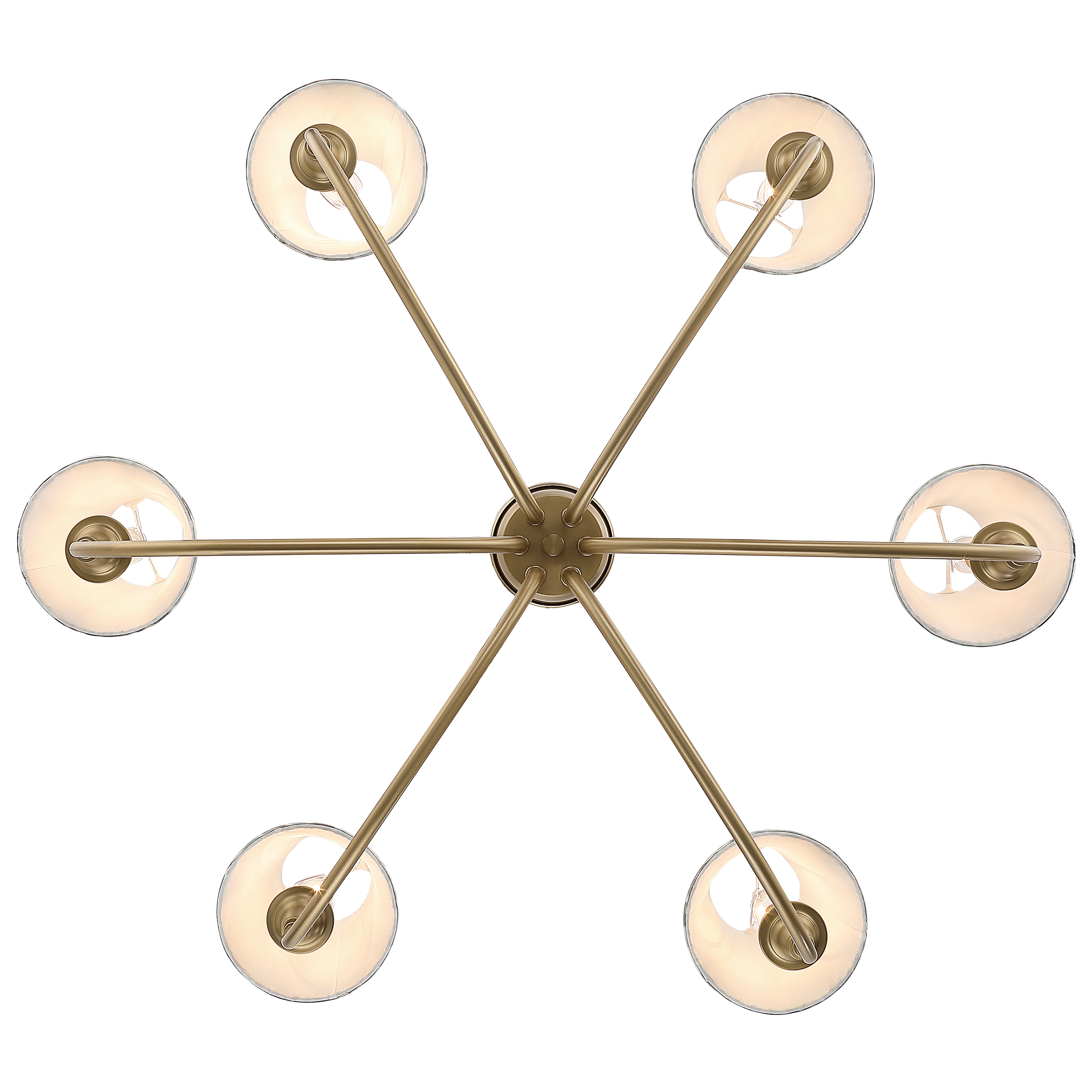 Cambria 6-Light Chandelier in Brushed Champagne Brass & Aqua Verde Shades - - Golden Lighting