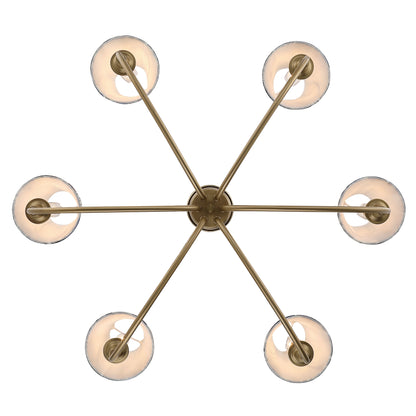 Cambria 6-Light Chandelier in Brushed Champagne Brass & Blue Poppy Shade - - Golden Lighting