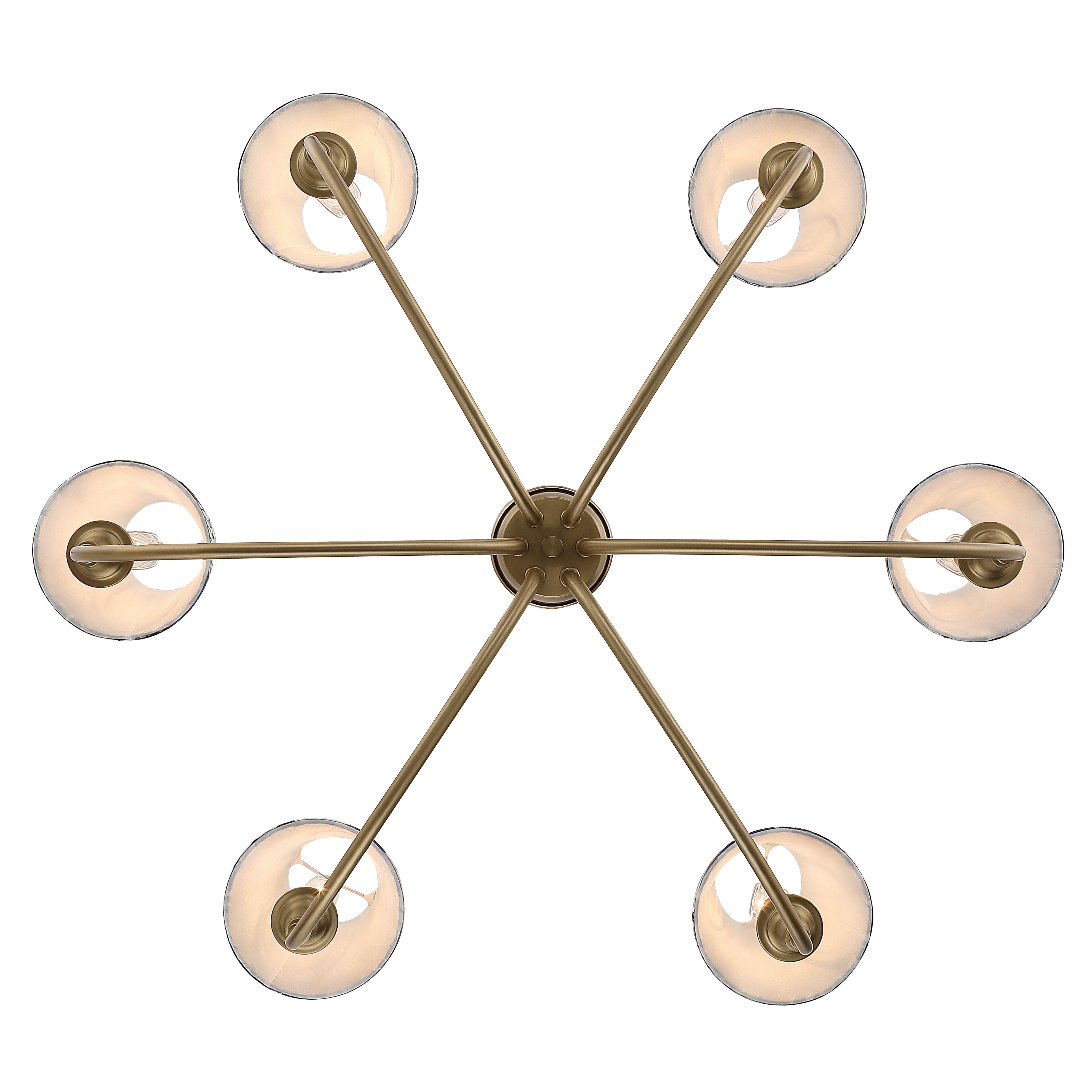 Cambria 6-Light Chandelier in Brushed Champagne Brass & Blue Poppy Shade - - Golden Lighting