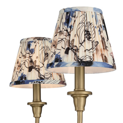 Cambria 6-Light Chandelier in Brushed Champagne Brass & Blue Poppy Shade, shade and glass close-up - Golden Lighting