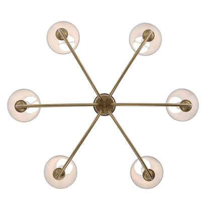 Cambria 6-Light Chandelier in Brushed Champagne Brass & Gathered White Shade - - Golden Lighting