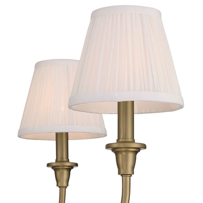 Cambria 6-Light Chandelier in Brushed Champagne Brass & Gathered White Shade, shade and glass close-up - Golden Lighting