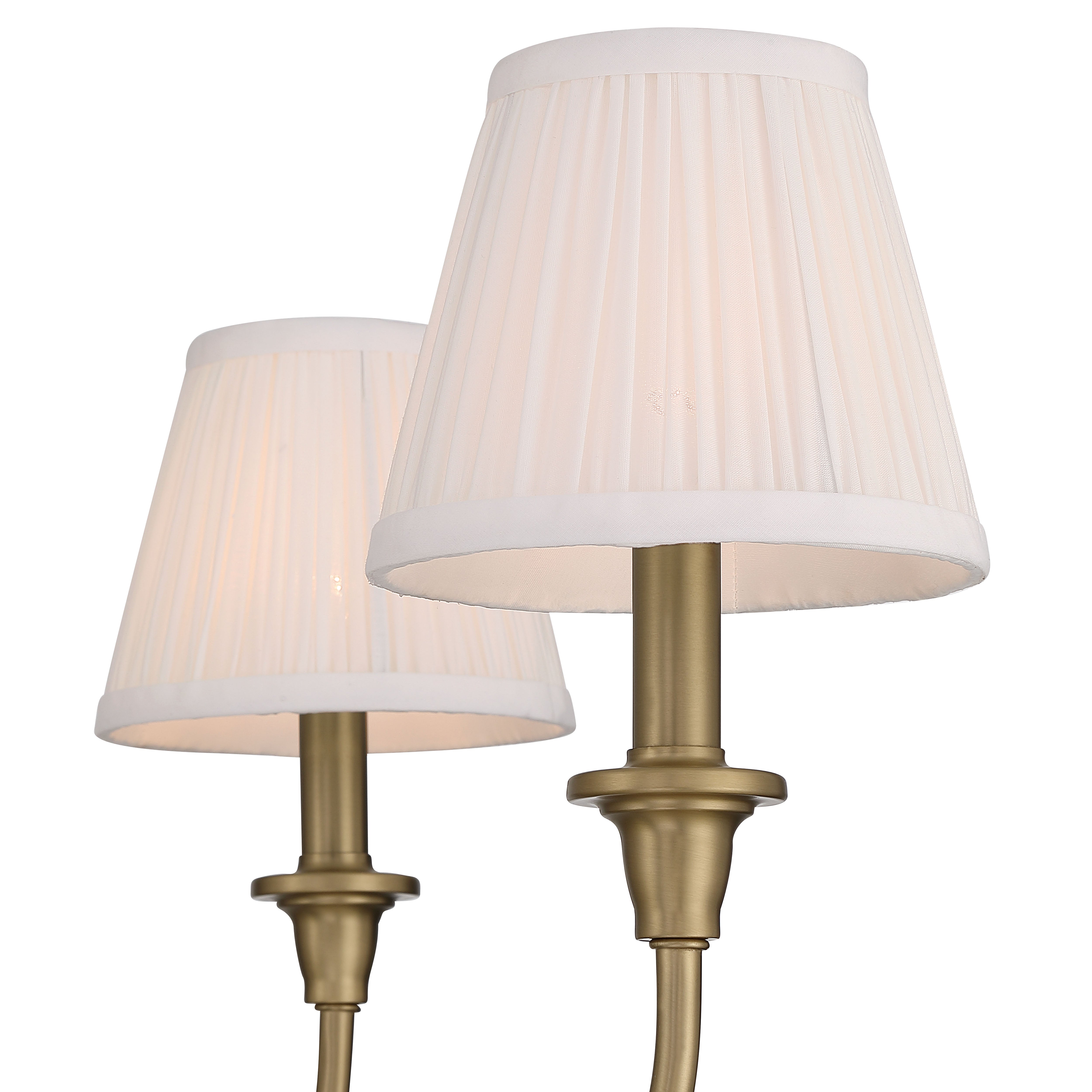 Cambria 6-Light Chandelier in Brushed Champagne Brass & Gathered White Shade - - Golden Lighting